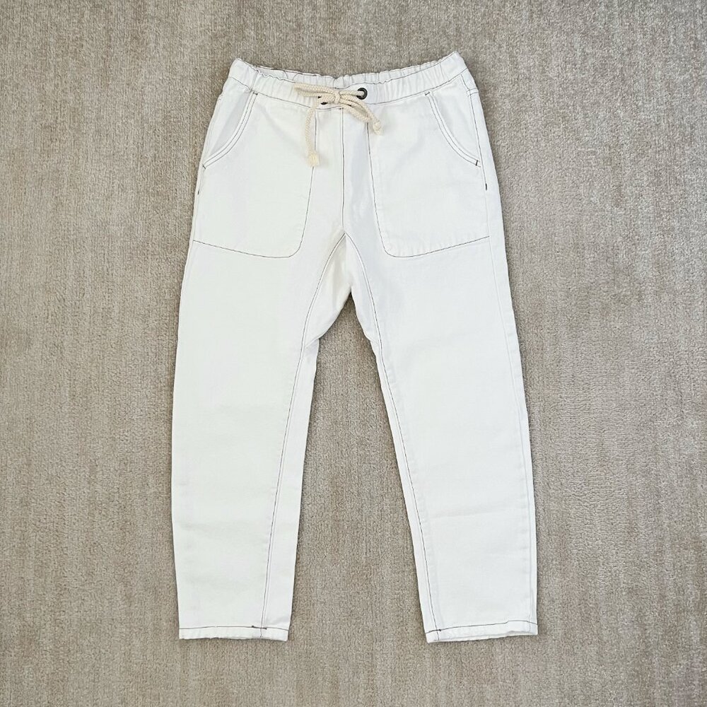 Revolve One Teaspoon Shabbies White Drawstring Boyfriend Crop Jeans S